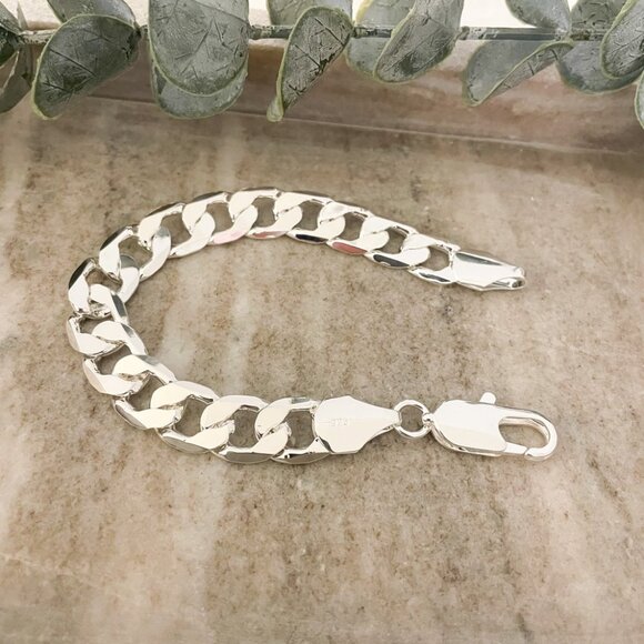 925 Sterling Silver Chunky Chain Link Bracelet Silver Large Link Bracelet - Picture 4 of 4